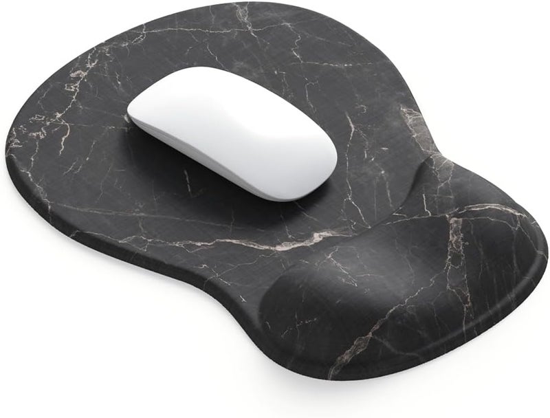 DemonChest ErgoComfort Gel Wrist Rest Mouse Pad-Ergonomic Office Mousepad with Wrist Support-Non-Slip, Design Desk Accessories Mat for Home&Game Decor (08Black Marble) - Image 1